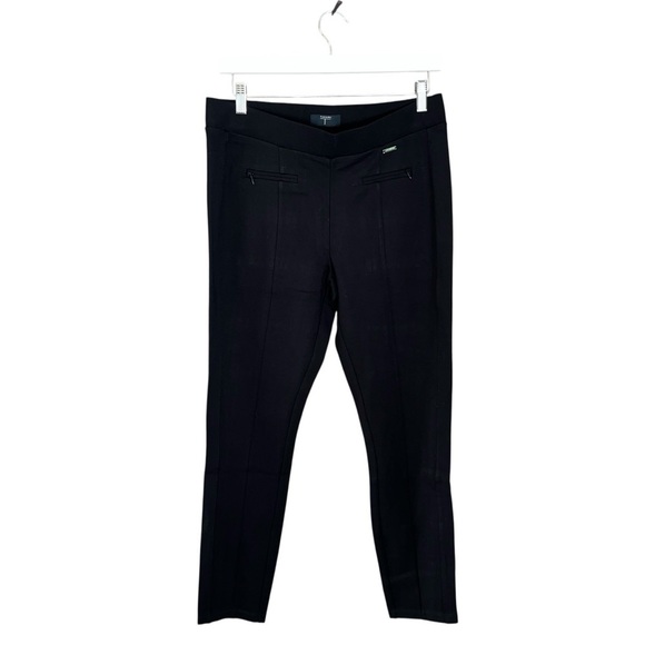 NEW Tahari Womens Slim Fit Pull-On Black Stretch Faux Pants Zip Detail Size M - Picture 1 of 11
